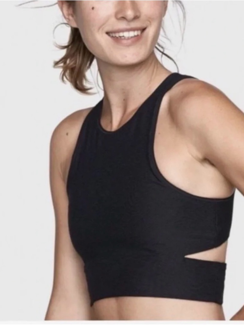 Outdoor Voices OV Black Cutout High-Neck Crop Tank
